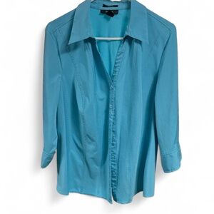 Style & Co. Aqua Button-Up Blouse